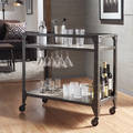 Metropolitan Charcoal Grey Industrial Metal Mobile Bar Cart with Wood Shelves by iNSPIRE Q Artisan