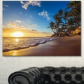 Designart 'Paradise Tropical Island Beach Sunrise' Modern Seashore Canvas Wall Art Print