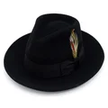 Ferrecci Premium 100% Wool Fully Lined Black Fedora Hat