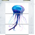 Designart 'Large Dark Blue Jellyfish' Animal Glossy Metal Wall Art