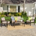 Croatia Outdoor 4-piece Aluminum Wicker Chat Set with Cushions by Christopher Knight Home