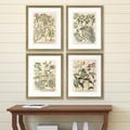 Set of 4 Garden Flowers in Distressed Silver Finish Frame