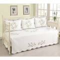 Kristen Floral Embroidery White Cotton Quilted Daybed Cover (Shams sold seperately)
