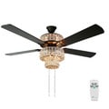 Antique White and Champagne Crystal Ceiling Fan