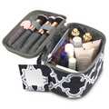 Zodaca Black Quatrefoil Lightweight Travel Makeup Cosmetic Bag Case Multifunction Pouch Toiletry Organizer