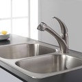 KRAUS Single-Handle Solid Stainless Steel Kitchen Faucet with Pull Out Dual-Function Sprayer