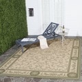 Safavieh Beaches Scrollwork Natural/ Olive Green Indoor/ Outdoor Rug (5'3 x 7'7)