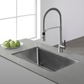 KRAUS 32 Inch Undermount Single Bowl 16-Gauge Stainless Steel Kitchen Sink with NoiseDefend Soundproofing