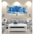 Hand-painted 'Blue Flower' Gallery-wrapped 3-piece Art Set