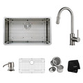 KRAUS 32 Inch Undermount Single Bowl Stainless Steel Kitchen Sink with Pull Down Kitchen Faucet and Soap Dispenser