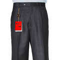 Men's Dark Charcoal Gray Wool Single-pleat Pants