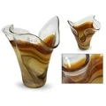 Murano Hand-blown 'Amber Fan' Glass Vase (Brazil)
