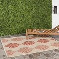 Safavieh St. Martin Damask Natural/ Red Indoor/ Outdoor Rug (6' 7 Square)
