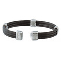 Sabona Trio Cable Black and Silvertone Satin Stainless Steel Magnetic Bracelet