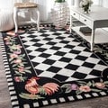 nuLOOM Hand-hooked Moroccan Rooster Checkered Wool Rug (5' x 8')