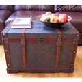 Sienna Large Faux Leather Wooden Steamer Trunk Chest 