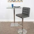 Brushed Stainless Steel Adjustable Height Swivel Tufted Bar Stool
