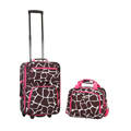 Rockland Deluxe Pink Giraffe 2-piece Lightweight Expandable Carry-on Luggage Set