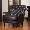 Tafton Tufted Oversized Brown Leather Club Chair by Christopher Knight Home