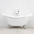Spa Collection 67-Inch Double-Slipper White Clawfoot Tub and Faucet Pack