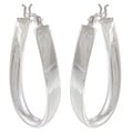 La Preciosa Sterling Silver Curved Oval Hoop Earrings