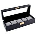 Caddy Bay Collection Classic Black Leatherette Glass Top Watch Case Display Box
