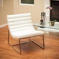 Parisian White Leather Sofa Chair by Christopher Knight Home