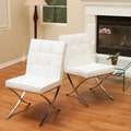 Milania White Leather Dining Chairs (Set of 2) by Christopher Knight Home