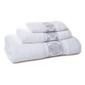 Eileen West White/ Silver Filigree 3-piece Towel Set