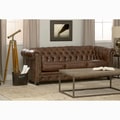 Hancock Tufted Distressed Brown Italian Chesterfield Leather Sofa