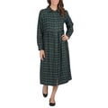 La Cera Women's Green Plaid Flannel Button-front Dress