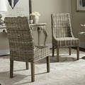 Safavieh Rural Woven Dining Suncoast Unfinished Natural Wicker Arm Chairs (Set of 2)
