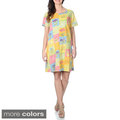 La Cera Women's Floral Printed Casual Dress with Short Sleeves