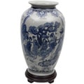 Handmade 14-Inch Blue and White Porcelain Tung Chi Vase (China)