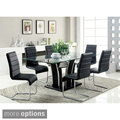 Furniture of America Ziana Contemporary 7-piece Rectangular Tempered Glass Table Dining Set