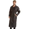Excelled Men's Black Leather Trench Coat