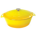 Le Cuistot Vieille France Enameled Two-tone Yellow Cast-iron Oval Dutch Oven