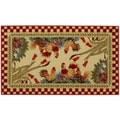 Rooster Checkered Non-skid Kitchen Mat Rubber Back Rug (18" x 30")
