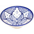 Handmade Moroccan Vivid Fez Blue Ceramic Serving Bowl