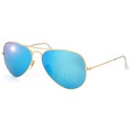 Ray-Ban Aviator 'RB3025' Unisex Matte Gold/Blue Flash Lens Sunglasses