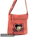 Betty Boop Rhinestone Heart Quilted Messenger Bag
