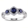 Miadora Signature Collection 10k White Gold Sapphire and 1/8ct TDW Diamond 3-stone Infinity Engagement Ring