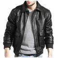 Men's Black Lambskin Leather Bomber Jacket