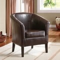 Linon Andrew Barrel Club Chair Coffee Brown Upholstery
