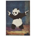 Porch & Den Banksy Panda with Guns Blue Square Canvas Print Wall Art