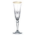 Lorren Home Trends Siena Crystal Flutes with Gold Band Design (Set of 4) 