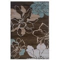 Linon Milan Collection Brown/ Turquoise Floral Area Rug (5' x 7'7)