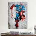 iCanvas Marvel Comic Book: Captain America Spray Paint Canvas Print Wall Art