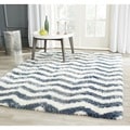 Safavieh Montreal Shag Ivory/ Blue Stripe Polyester Rug (8' x 10')