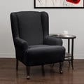 QuickCover Stretch Velvet 1-piece Form Fit Wing Chair Slipcover